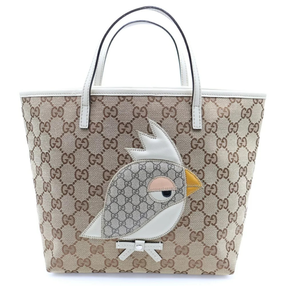 GUCCI GG Canvas Papagallo Tote Bag Beige
